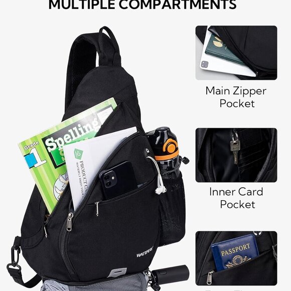 Sling Bag Crossbody Backpack: Over Shoulder Daypack Casual Cross Chest Side Pack - Picture 3 of 9
